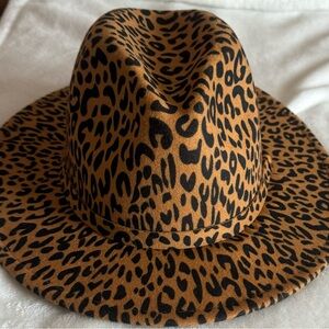 Wide Brim Leopard Print Wool Felt Red Bottom Women's Hat